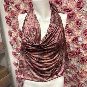 Chic Draped Halter Top in Rose by OUTCAST SPL